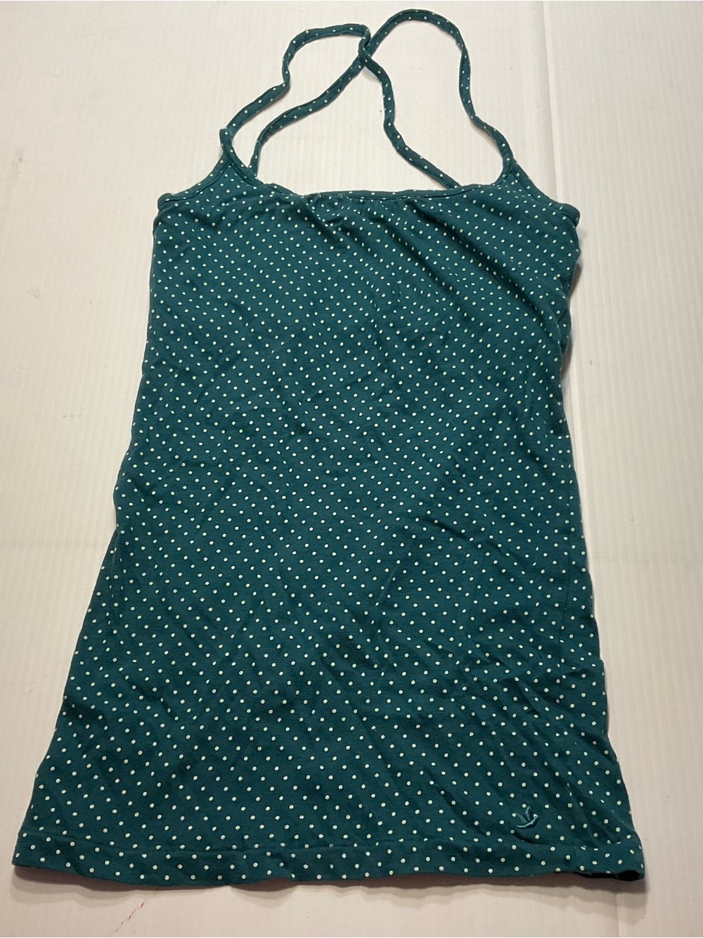 Aerie Teal Green Polka Dot Crossback Tank Soft Cotton Women Sz S Shelf Bra Y2K